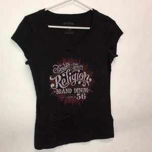 True Religion logo rhinestone T shirt